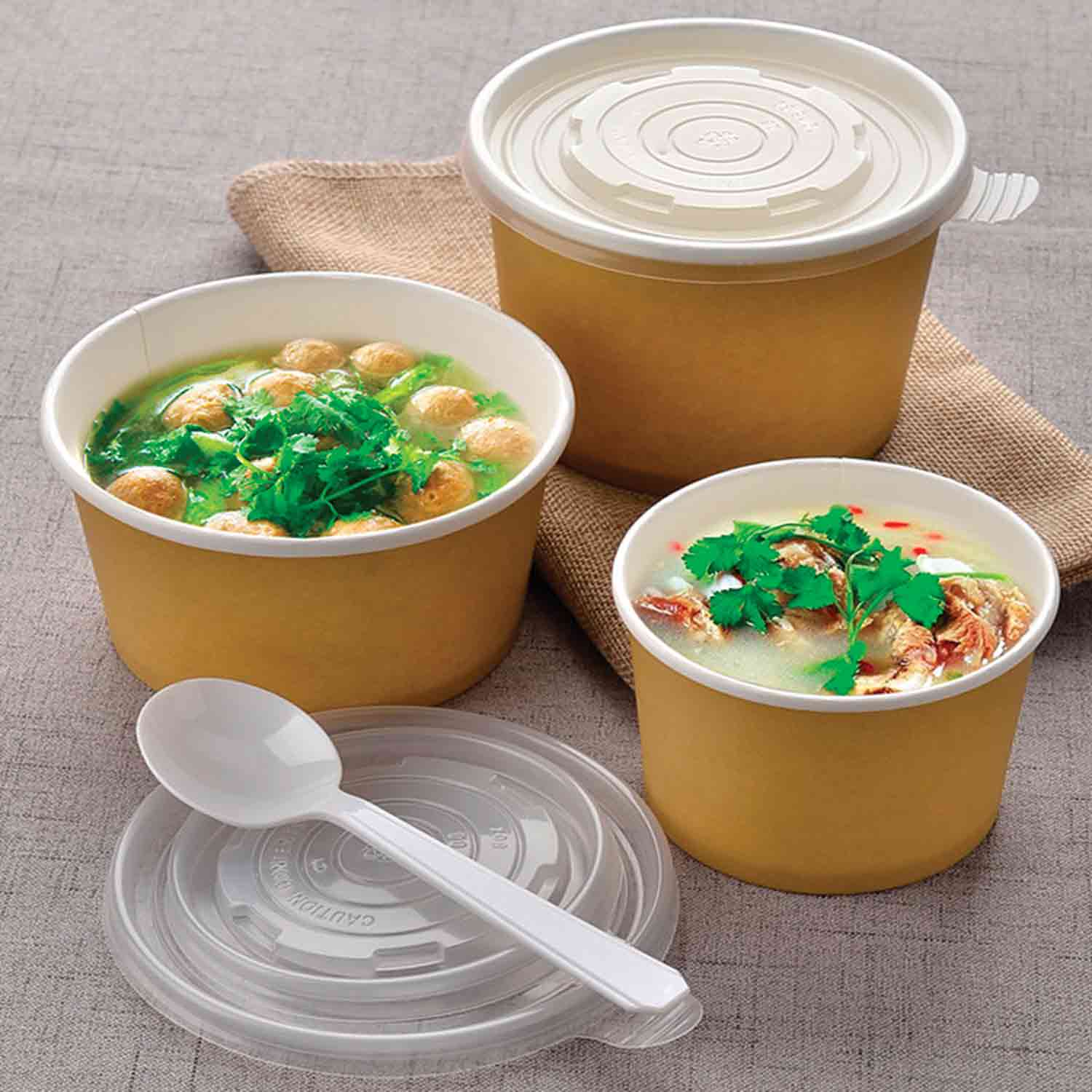 ECO Friendly Kraft Paper Food/Soup Container with Lid (Pack of 500 pcs)