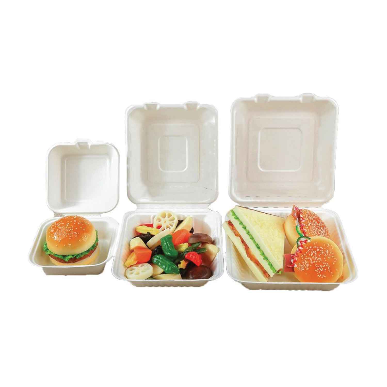 10x10x3 3 Compartment Clamshell Takeout Containers 200 pcs